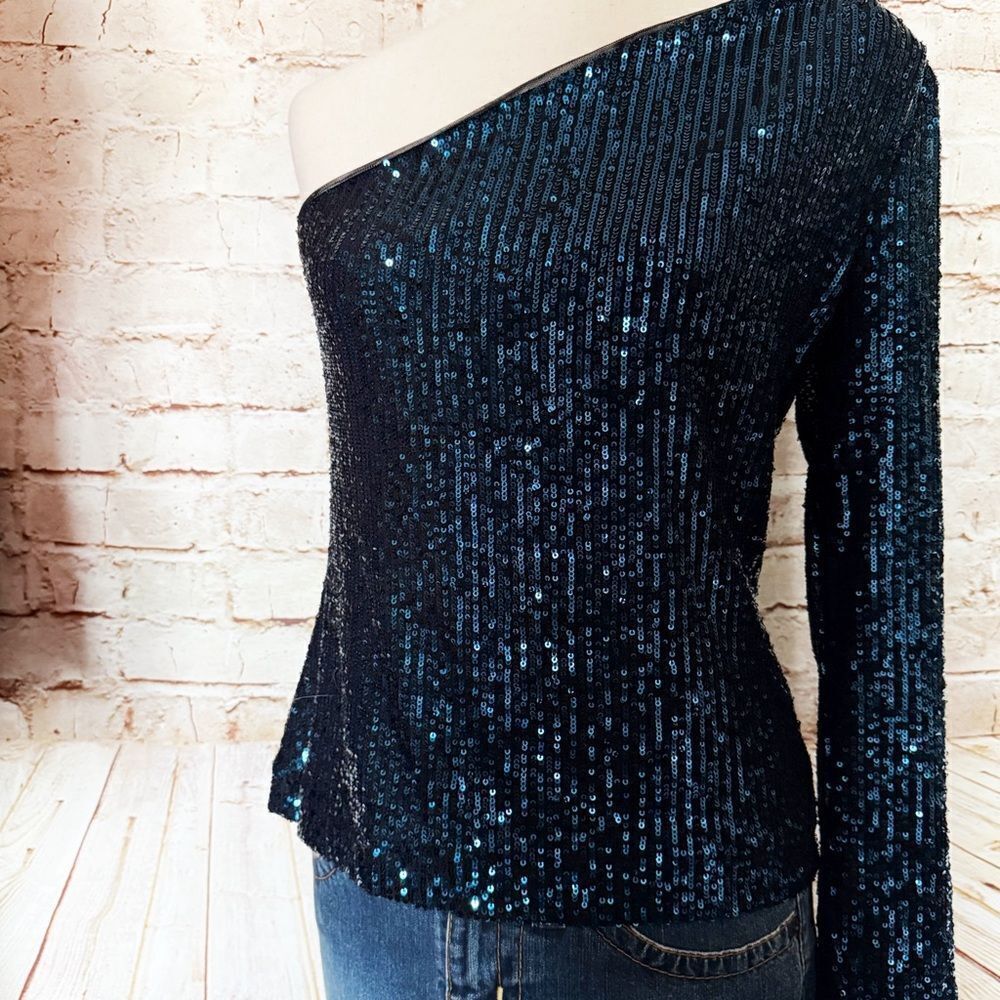 White House Black Market sequin one shoulder top